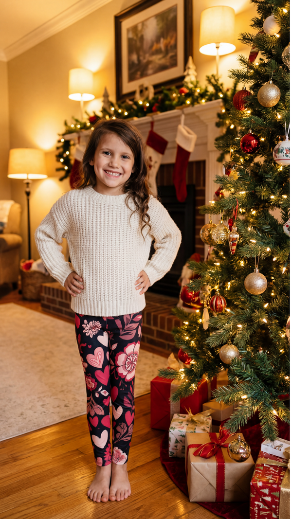 Blooming Adventure All-Over Print Kids Floral Leggings – Stretchy, Eco-Friendly Fun for Active Toddlers - Our First Steps Together
